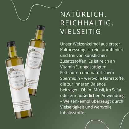Weizenkeimöl, erste Pressung, kaltgepresst