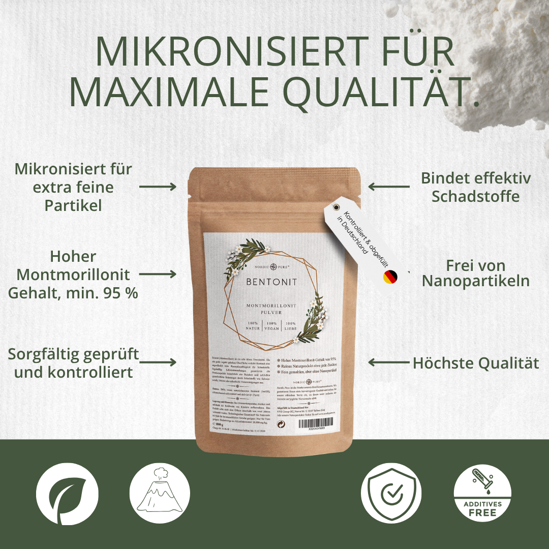 Bentonit Pulver (95% Montmorillonit), extra fein (für Tiere)