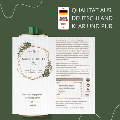 Mariendistelöl 500 ml – kaltgepresst (Silybum marianum)