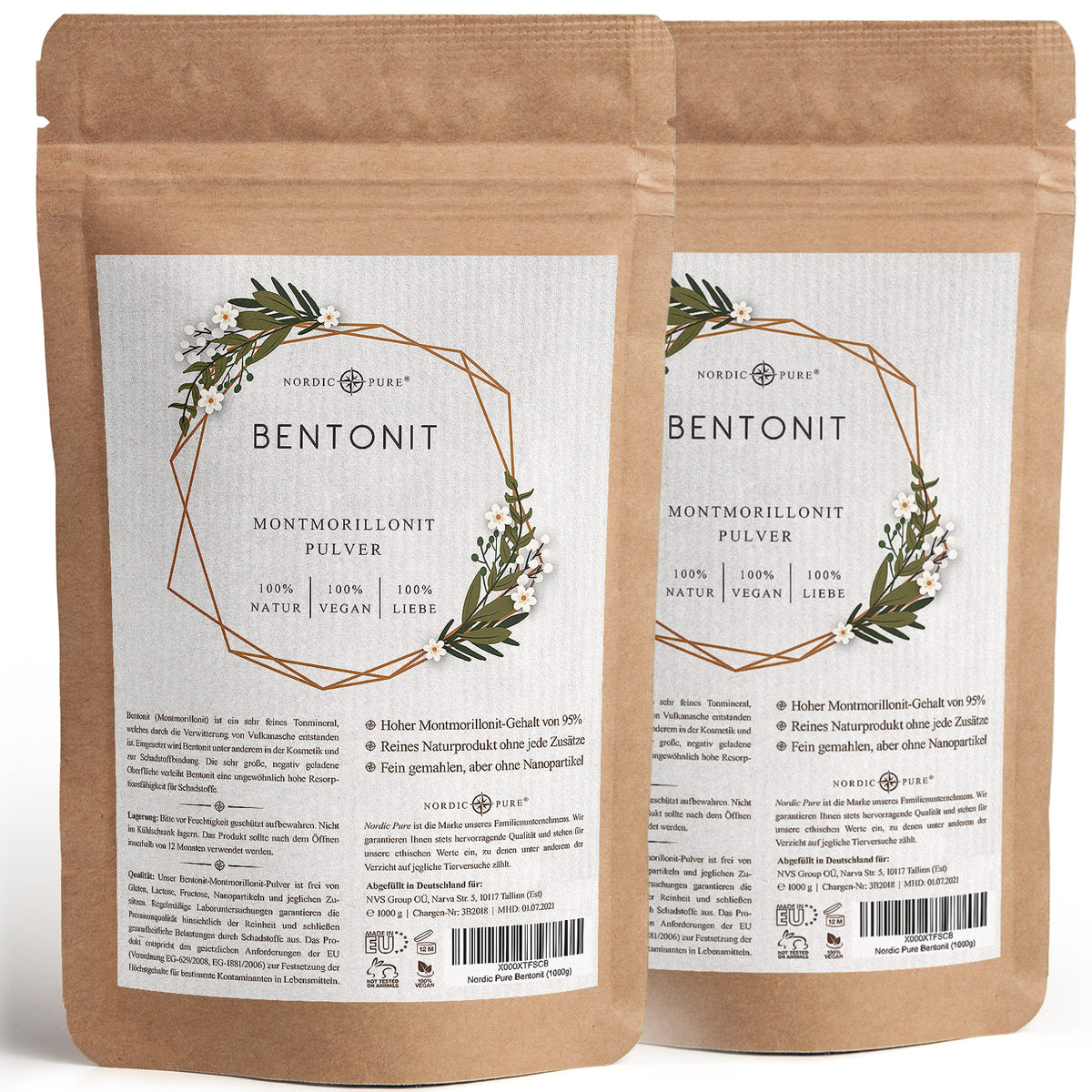 Bentonit Pulver (95% Montmorillonit), extra fein (für Tiere)