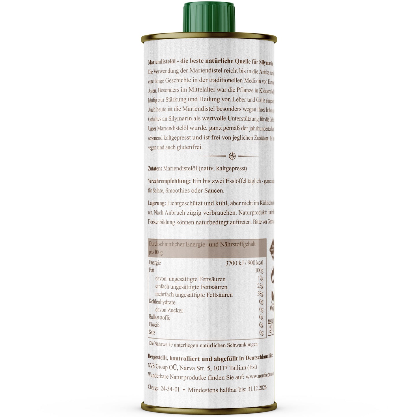 Mariendistelöl 500 ml – kaltgepresst (Silybum marianum)