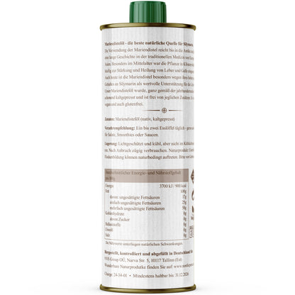 Mariendistelöl 500 ml – kaltgepresst (Silybum marianum)